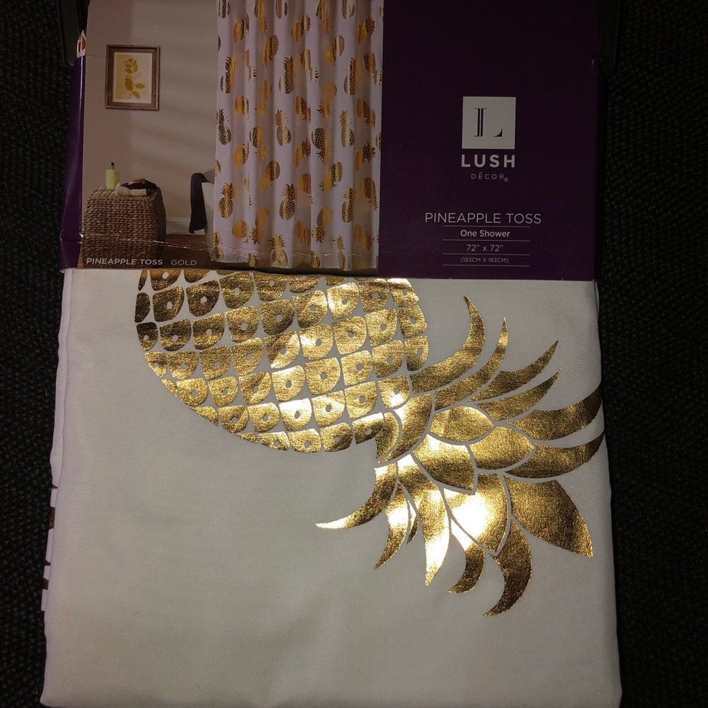 Gold pineapple shower curtain